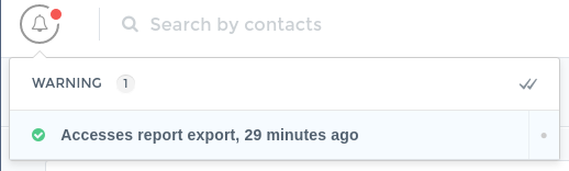 Export warning on your Dashboard